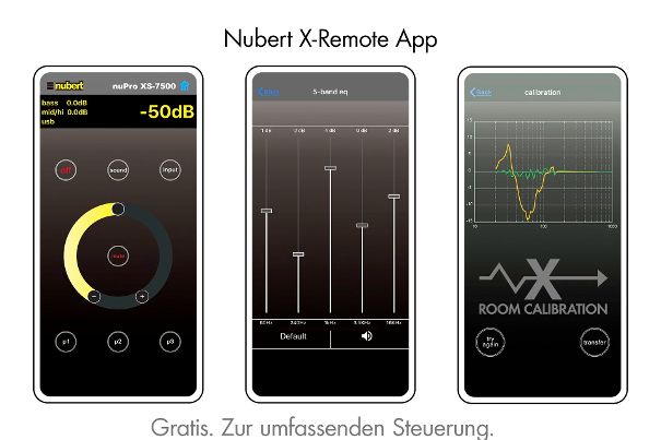 Mit der bewährten Nubert-X-Remote-App stehen auch komplexe Funktionen wie zum Beispiel die Raumeinmessung X-Room Calibration zur Verfügung.