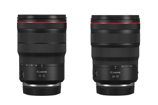 Neue Objektive für das Canon-RF-Bajonett: Standardzoom RF 24–70mm F2.8L IS USM und Weitwinkel RF 15–35mm F2.8L IS USM (Abbildungen nicht massstabsgetreu).