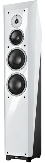 Der Dynaudio Sapphire Jubiläums-Lautsprecher mit weissem Hochglanzlack