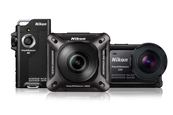 Die drei Modelle der neuen Nikon-Actionkamera-Serie: KeyMission 80, KeyMission 360 und KeyMission 170.