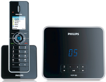 Das neue Philips VoIP855 Telefon macht Festnetz- und Skype-Telefonie ohne Computer möglich.