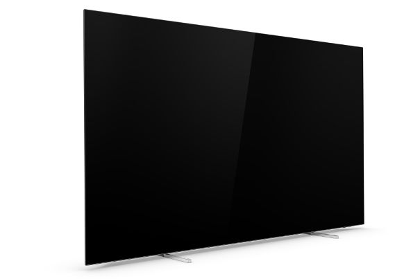 Quer-Stäbchen: Die beiden eleganten Stabfüsse lassen den Philips OLED806 optisch leicht erscheinen.