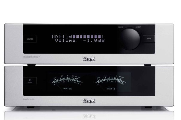 Teufel LT 5 Complete, bestehend aus dem Lautsprecherset LT 5, dem aktiven Subwoofer US 8112/1 SW, dem AV-Decoder Station7 und der 8-Kanal-Endstufe Amp Station