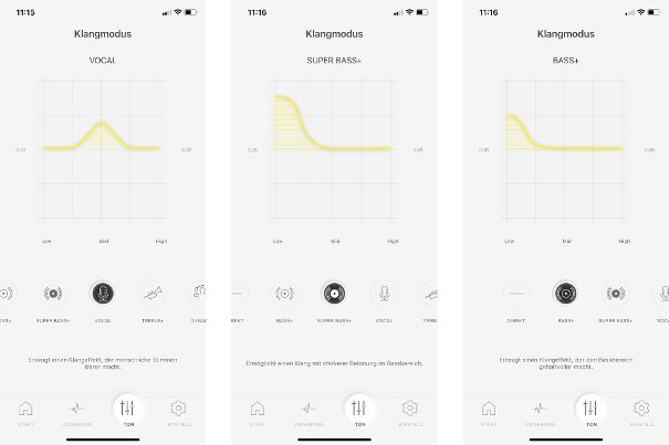 Drei weitere Klangmodi: Die Klangmodi sind mehr als brauchbar und überzeugen.