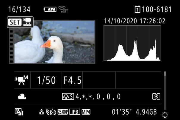 Daten en masse: Beim Filmen in 8K-D IPB verschlingen eineinhalb Minuten Video gut fünf Gigabyte an Speicherplatz auf der CFexpress-Karte.