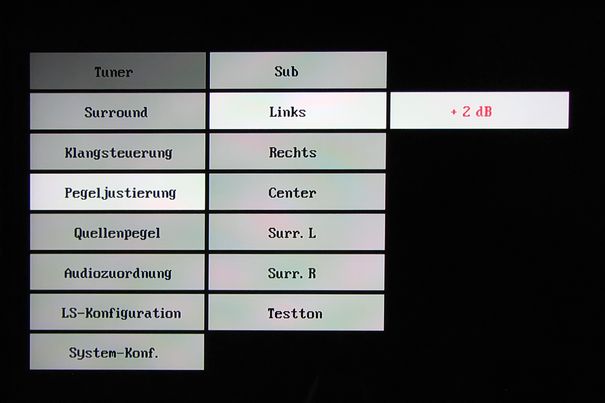 Zur optimalen Pegeljustierung steht ein Testton (Rosarauschen) zur Verfügung