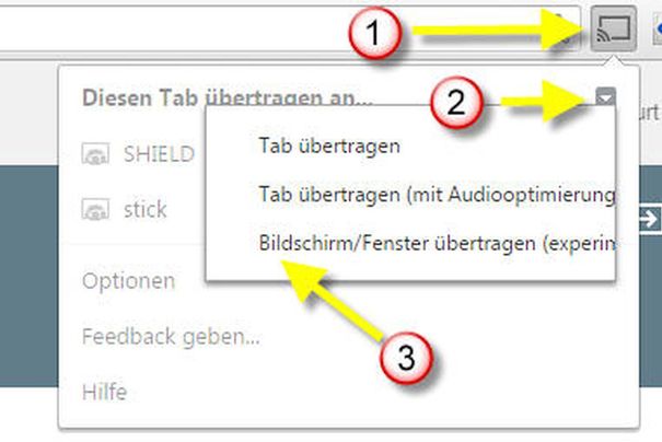 Das komplette Spiegeln des Windows-Desktop auf Chromecast hat Google im Browser versteckt.