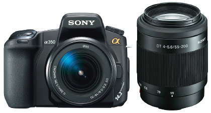 Die Sony Alpha a350 mit Objektiv