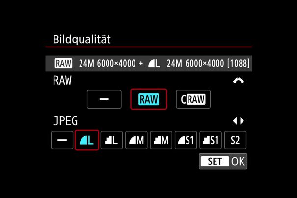 Qualität oder Quantität: Der Benutzer darf bei der EOS M50 zwischen verschiedenen Komprimierungseinstellungen für JPEG- und Raw-Aufnahmen wählen.