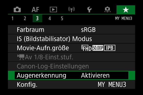 Eigenes Menü: Auf bis zu fünf Seiten lassen sich oft gebrauchte Funktionen der Canon EOS R7 zusammenstellen und schnell darauf zugreifen.