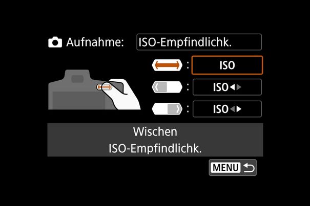 Funktionswahl am Balken: Welcher Wert soll gewischt werden?