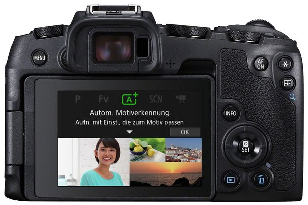 Hilfestellung: Zu jedem Symbol auf dem Wahlrad zeigt die Canon EOS RP Beispielfotos mit Erläuterungen.