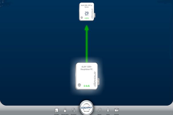 Devolo Cockpit zur Konfiguration des Adapters gibt es für Windows, Mac und Linux. Es informiert über Verbindungsqualität und ermöglicht einfache Konfiguration von Passwörtern und Zusatzfunktionen.