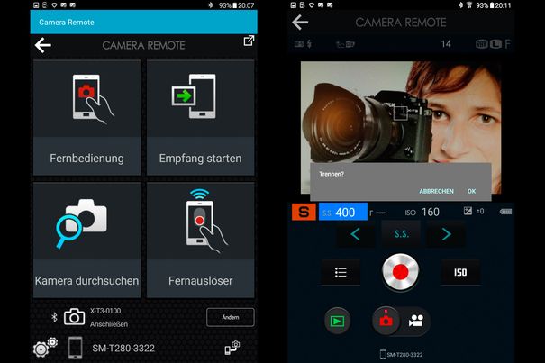 Ferngesteuert: Viele Einstellungen können mit der App «Fujifilm Camera Remote» über Smartphone oder Tablet per Bluetooth und WiFi vorgenommen werden.