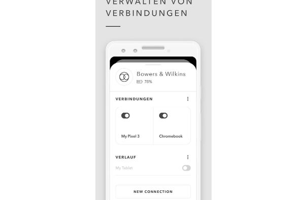 Die Headphones-App von Bowers & Wilkins bietet die wichtigsten Funktionen und ist für den Einsatz unerlässlich.