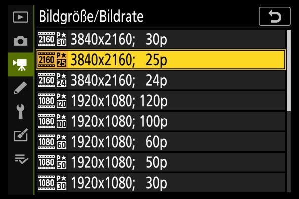 UHD bis Full-HD: Übersicht 1 mit Videoformaten der Nikon Z 30.