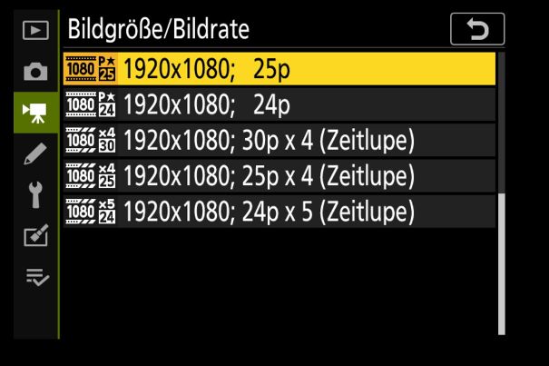 Full-HD und Zeitlupe: Übersicht 2 mit Videoformaten der Nikon Z 30.