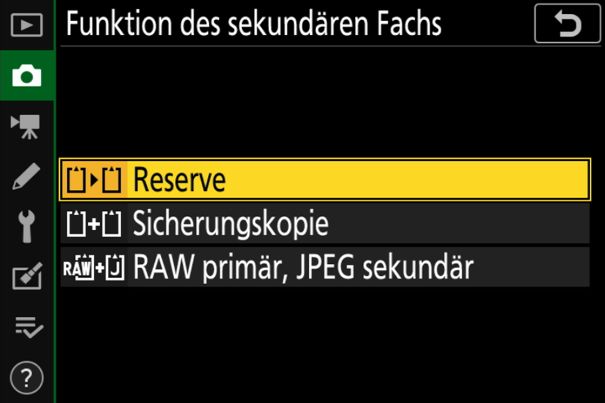 Zur Auswahl: Die Funktion des zweiten Speicherkartenslots der Nikon Z 6II.