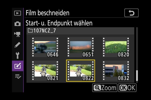 Cutter inside: Die Z 7 bietet kameraintern eine einfache Videoschnittfunktion an.