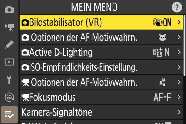 Unter «Mein Menü» können häufig gebrauchte Menü-Positionen an einem Ort gespeichert werden.