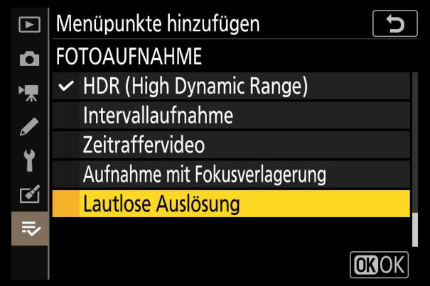 Ganz persönlich: Im Menüpunkt «Mein Menü» der Nikon Z 30 lassen sich häufig gebrauchte Einstellungen sammeln.