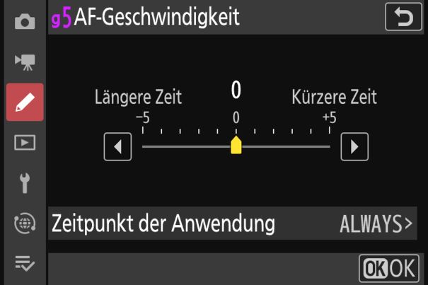 Feintuning: Die Autofokus-Geschwindigkeit lässt sich dem Motiv anpassen.