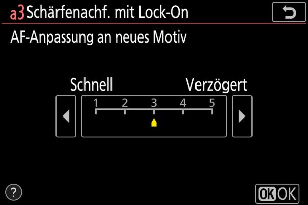 Reaktionszeit-Anpassung für die Schärfenachführung bei neuem Motiv.