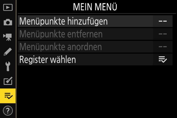 Unter «Mein Menü» können häufig gebrauchte Positionen gespeichert werden.