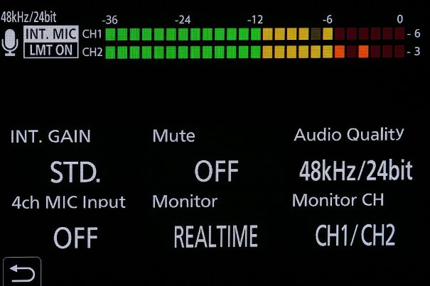 Gross im Bild: Für die Tonkontrolle gibt es bei der Panasonic Lumix GH6 eine eigene Taste zum Aufruf der bildschirmfüllenden Anzeige.