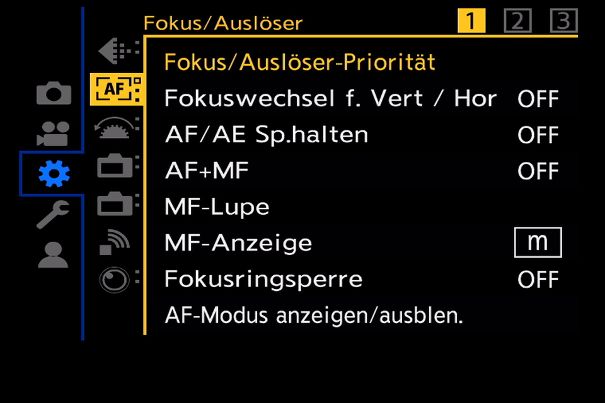 Händisch fokussieren: Im «Fokus/Auslöser»-Menü der Lumix G9 II können Hilfefunktionen für das manuelle Scharfstellen aktiviert werden.