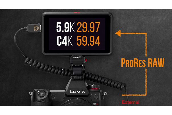 Zukunftsmusik beziehungsweise Zukunftsformat: Anfang 2020 wird die Panasonic Lumix S1H mit einem Firmware-Update das Apple-ProRes-RAW-Format auf dem externen Monitor-Recorder Atomos Ninja V aufzeichnen können.