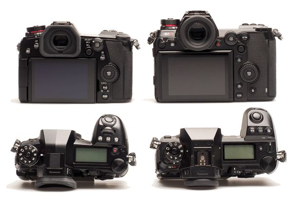 Die Panasonic Lumix G9 lässt grüssen: Viele Bedienungselemente der Micro-FourThirds-Kamera (links im Bild) finden sich auch an der Lumix S1R wieder.