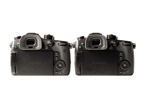 Beinahe eineiige Zwillinge: Die Lumix GH5S (rechts) ist von hinten kaum von der GH5 zu unterscheiden. Nur der rote Ring links oben verrät die S-Klasse.