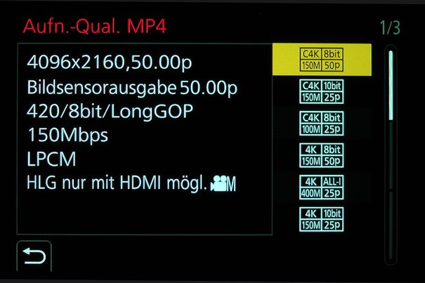 Weltweit einzigartig: Videoaufzeichnungen im Cinema-4K-Modus (4096 x 2160 Pixel) mit bis zu 60 Bildern pro Sekunde (C4K 60p).