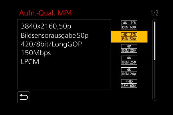 Abgespeckt: Die Auswahl an Videoformaten ist gegenüber der GH5 etwas kleiner geworden. Es sind jedoch noch immer genügend übrig, um auch anspruchsvolle Filmemacher zufriedenzustellen.