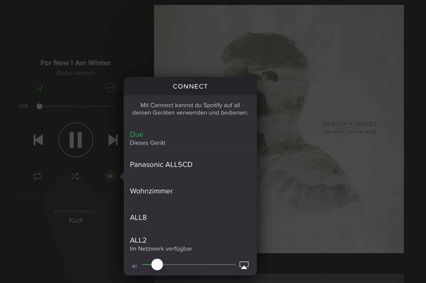 Die ALL-Geräte beherrschen Spotify-Connect. In der Spotify-App erscheinen sie deshalb als einzelne Lautsprecher oder Lautsprecher-Gruppen. Die Gruppierung kann man aber nur in der Panasonic-App vornehmen.