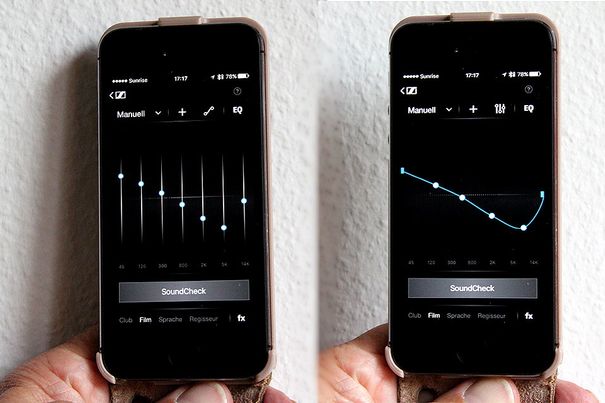 Das Captune-App bietet neben diversen voreingestellten Klangprogrammen einen grafischen und einen parametrischen Equalizer.