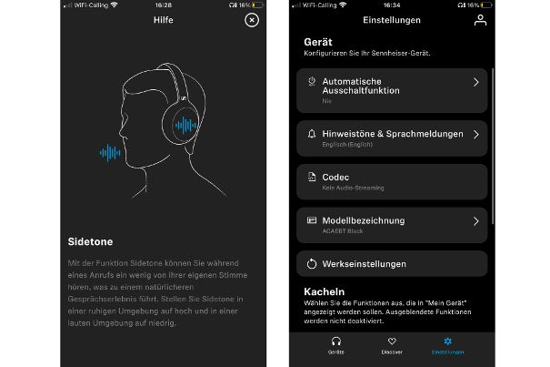 Das Noise-Cancelling wird durch zweimaliges Drücken aktiviert und deaktiviert. In der App gibt es die Möglichkeit, die Sidetone-Funktion zu steuern.