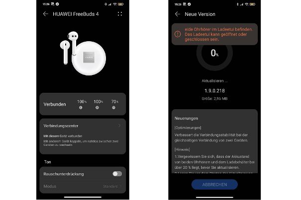 Die Huawei AI Life App bietet nicht viele Features. So fehlt etwa ein Equalizer. Positiv: Die Firmware wird regelmässig mit kleinen Verbesserungen aktualisiert.