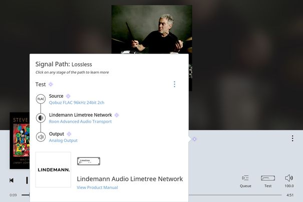 Signalpfad bei Wiedergabe eines Qobuz-24/96-Tracks mit Roon – alles lossless und transparent.