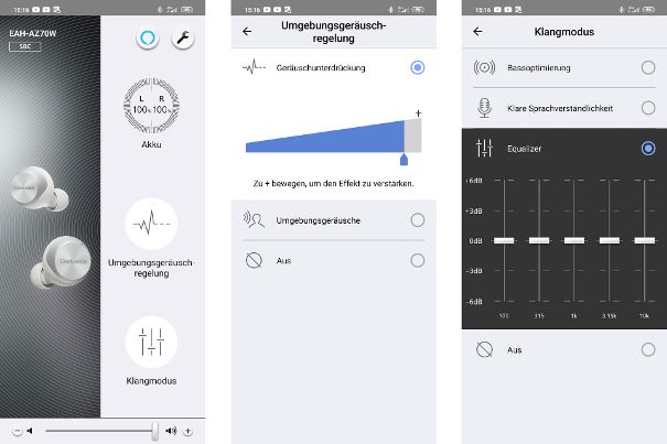 Screenshots der «Technic Audio Connect»-App.