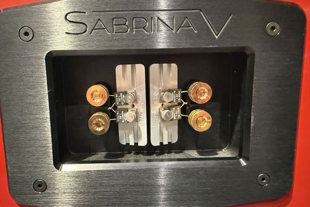 Neu bei der Sabrina V: Die Widerstände für Hoch- und Mitteltöner sind rückseitig zugänglich – eine deutliche Verbesserung gegenüber der Montage am Boden beim Vorgängermodell. Werkzeuglose Rändelschrauben ermöglichen schnelles Tuning.