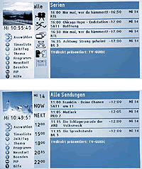 Wahl des Abendprogramms direkt am TV-Bildschirm mit dem TV-Guide